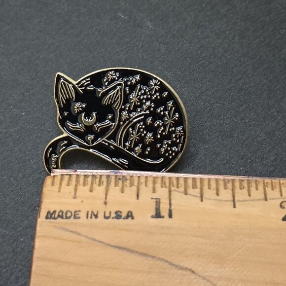 SLEEPING black cat alloy pin cat pin stars - Picture 4 of 6